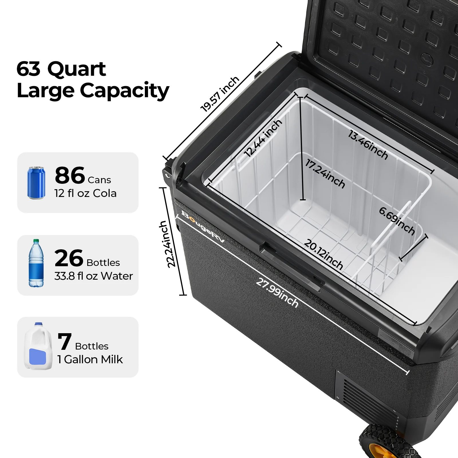 BougeRV CRS 63QT 12 Volt Portable Car Fridge - Image 6