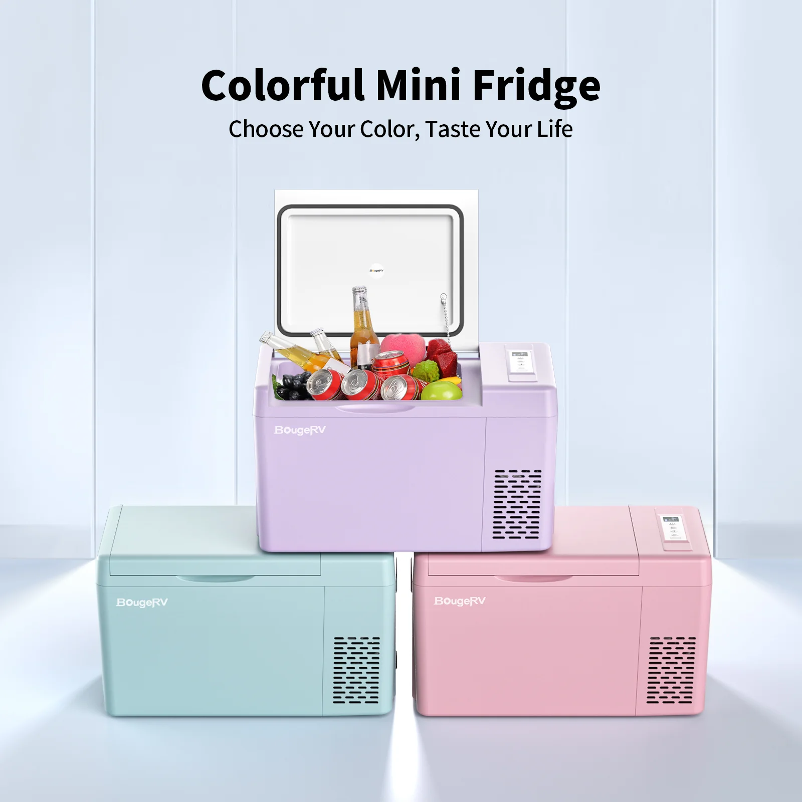 BougeRV 12V 23 Quart Colorful Mint Green Portable Fridge - Image 3