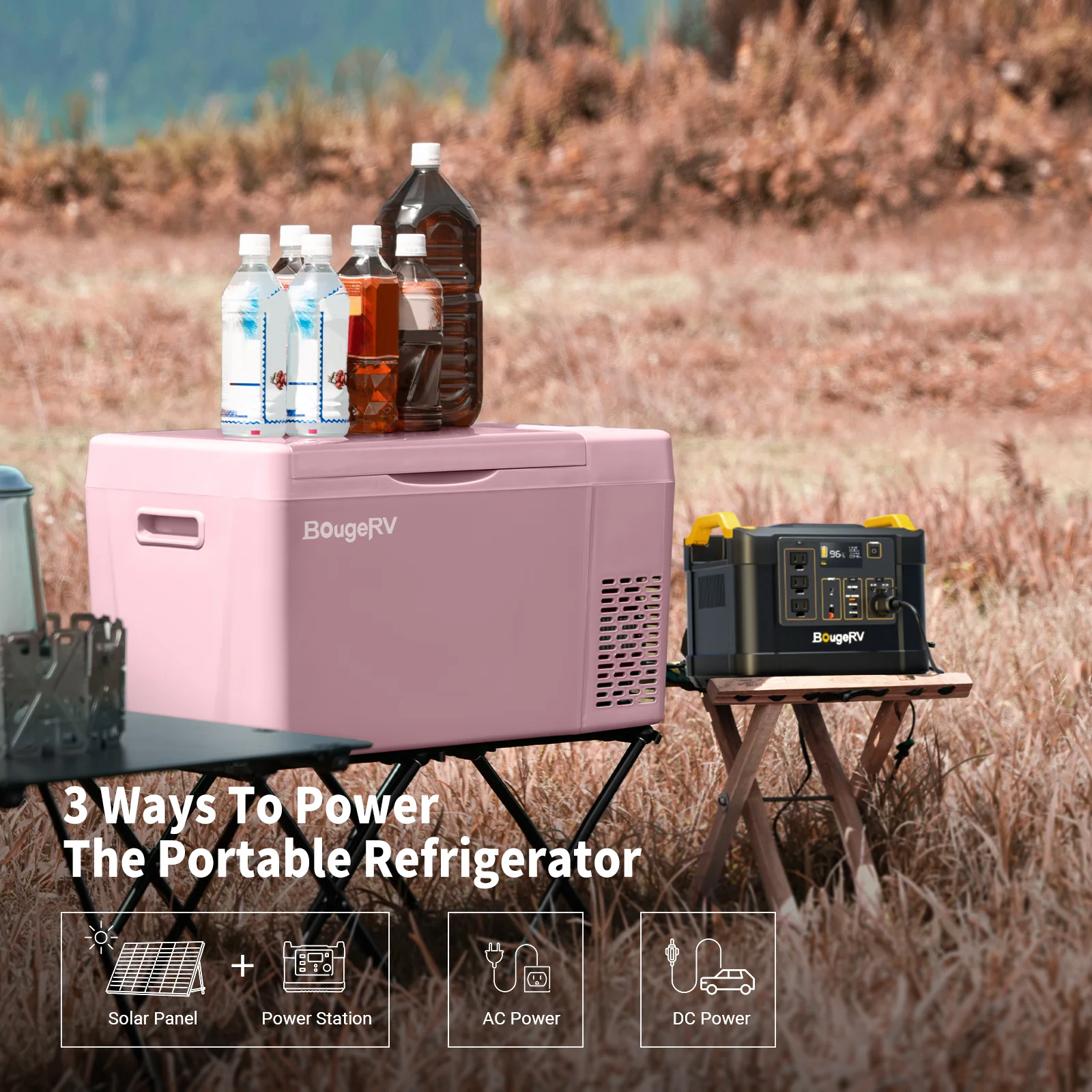 BougeRV 12V 23 Quart Colorful Pink Portable Fridge - Image 8