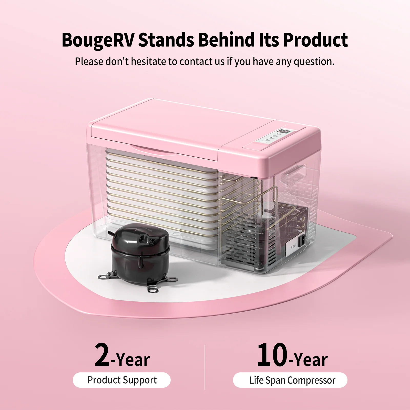 BougeRV 12V 23 Quart Colorful Pink Portable Fridge - Image 9
