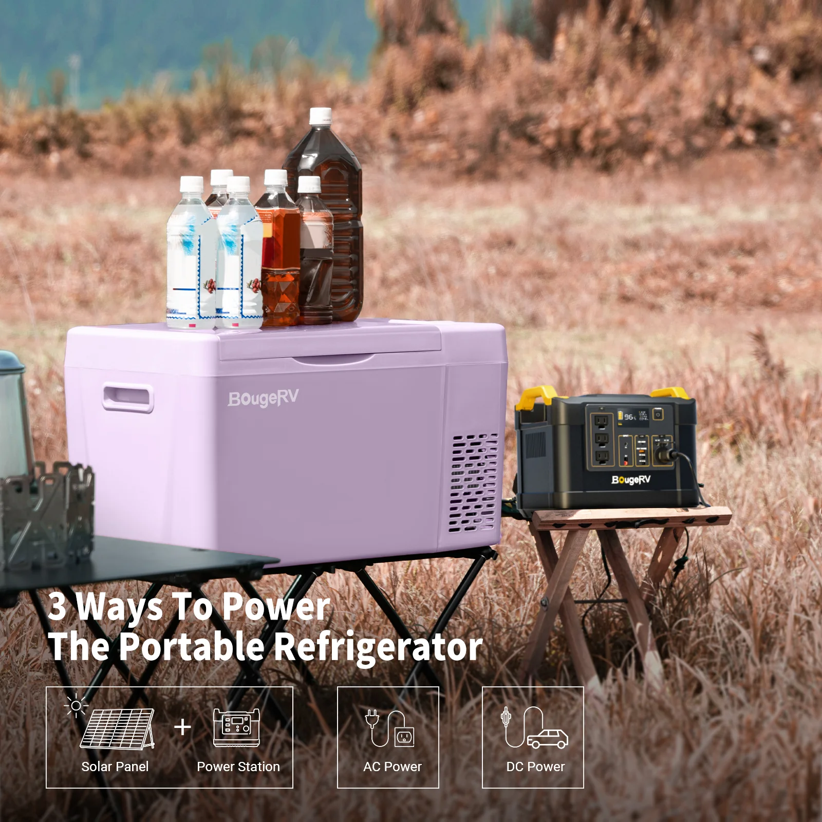 BougeRV 12V 23 Quart Colorful Purple Portable Fridge - Image 9