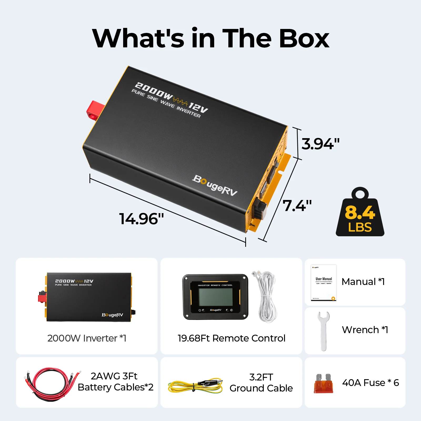 BougeRV 2000W 12V Pure Sine Wave Inverter with Bluetooth - Image 9