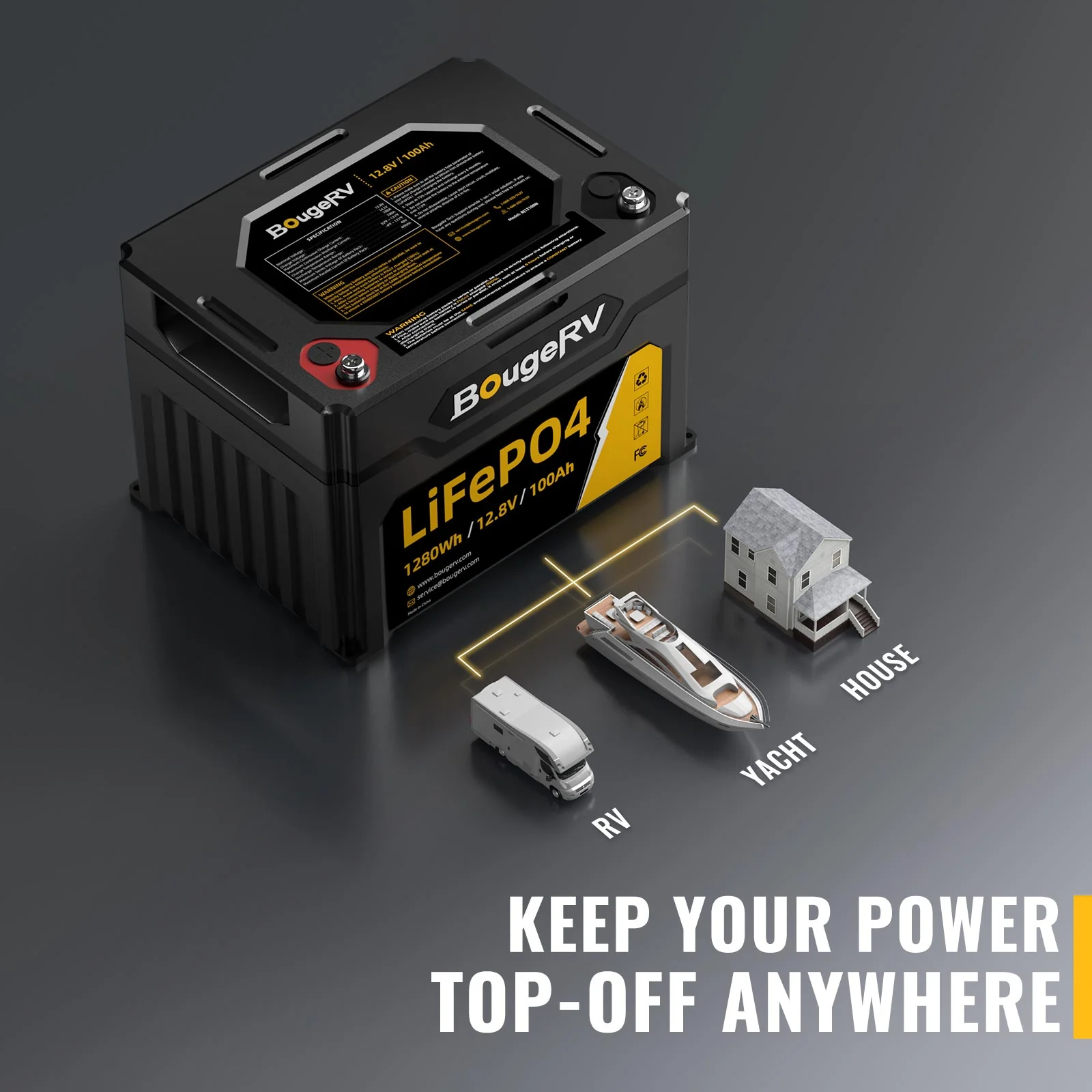 12V 1280Wh/100Ah LiFePO4 Battery - Image 3