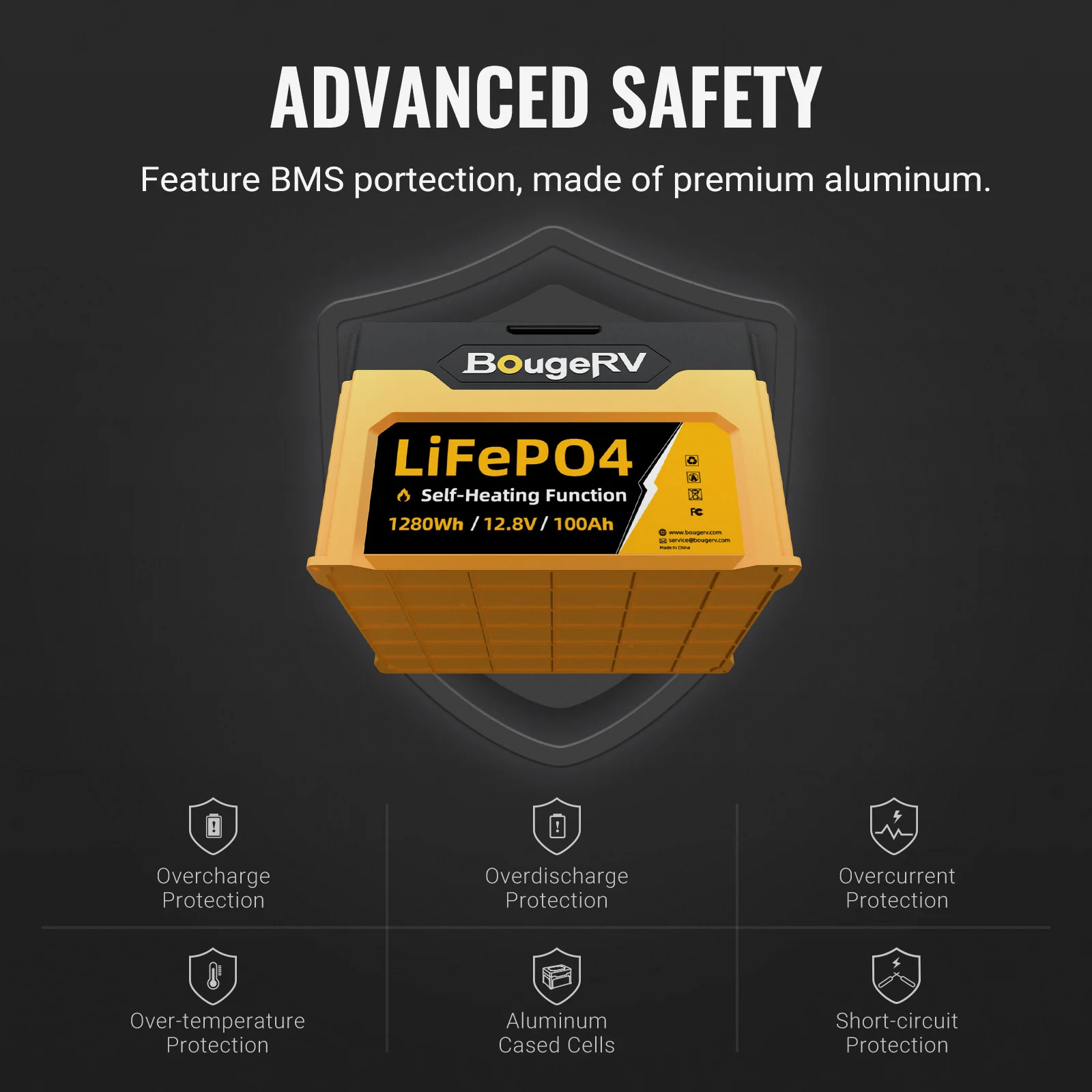 12V 1280Wh/100Ah Self-Heating LiFePO4 Battery - Image 5