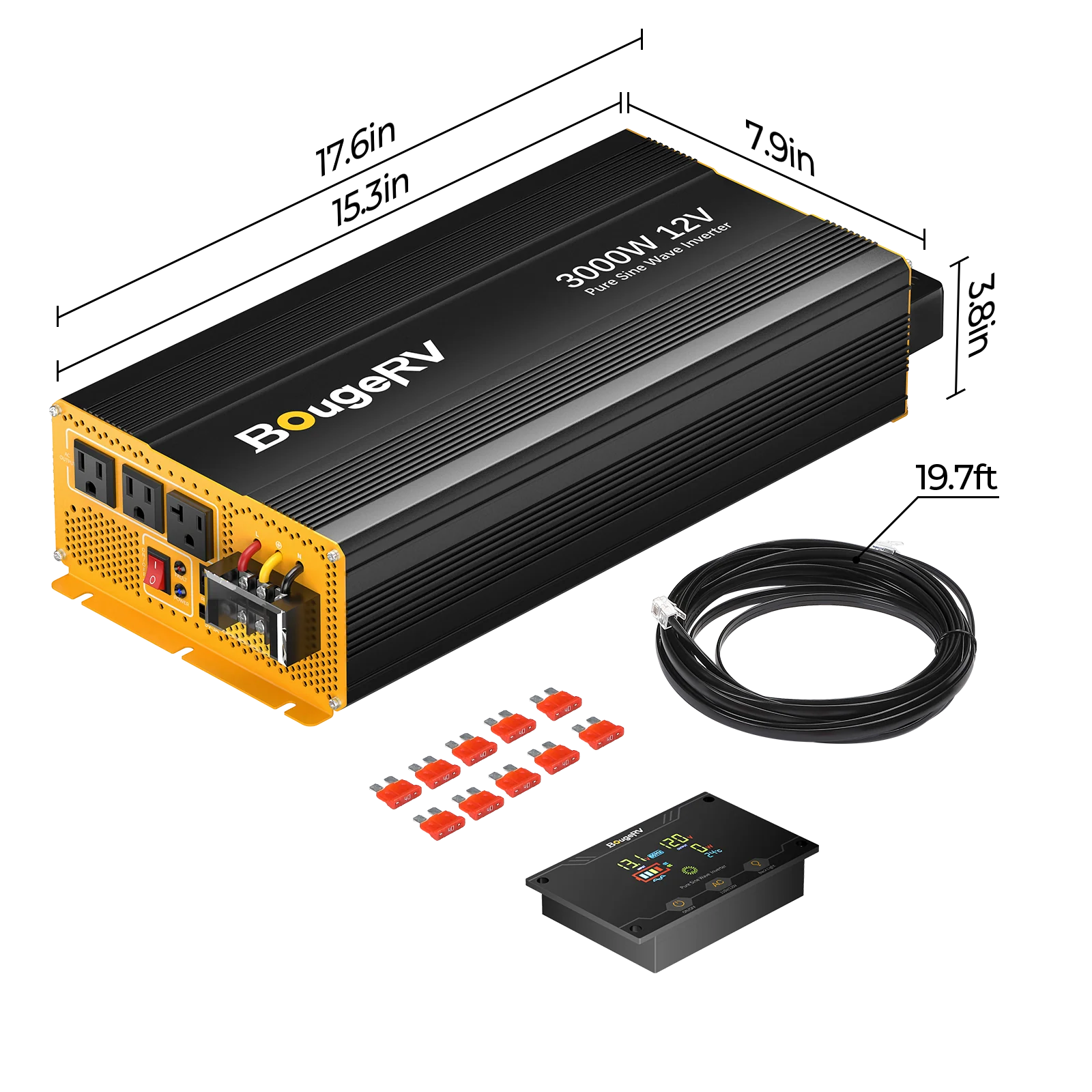 BougeRV 3000W 12V Pure Sine Wave Inverter with Bluetooth - Image 6
