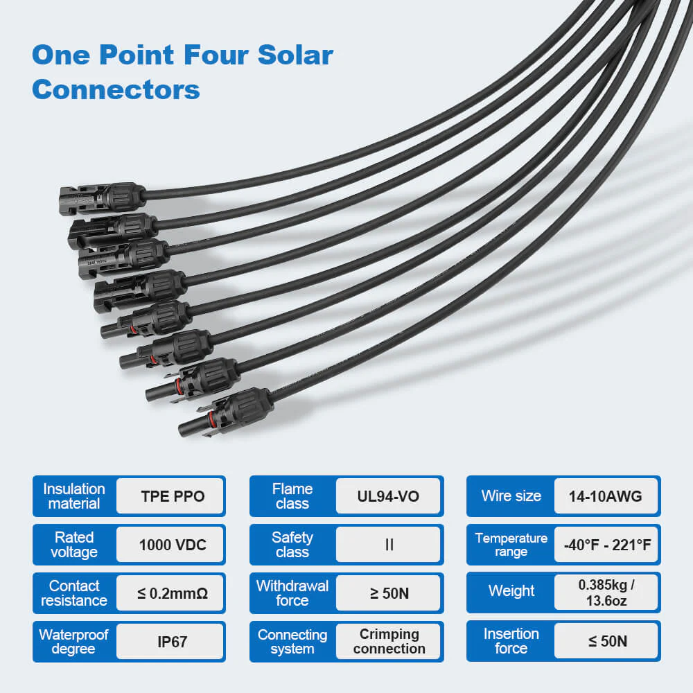 Y Branch Parallel Connectors Extra Long 1 to 4 Solar Cable - Image 10