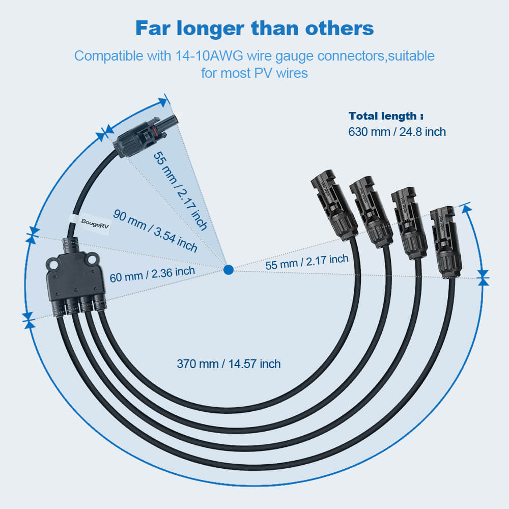 Y Branch Parallel Connectors Extra Long 1 to 4 Solar Cable - Image 3