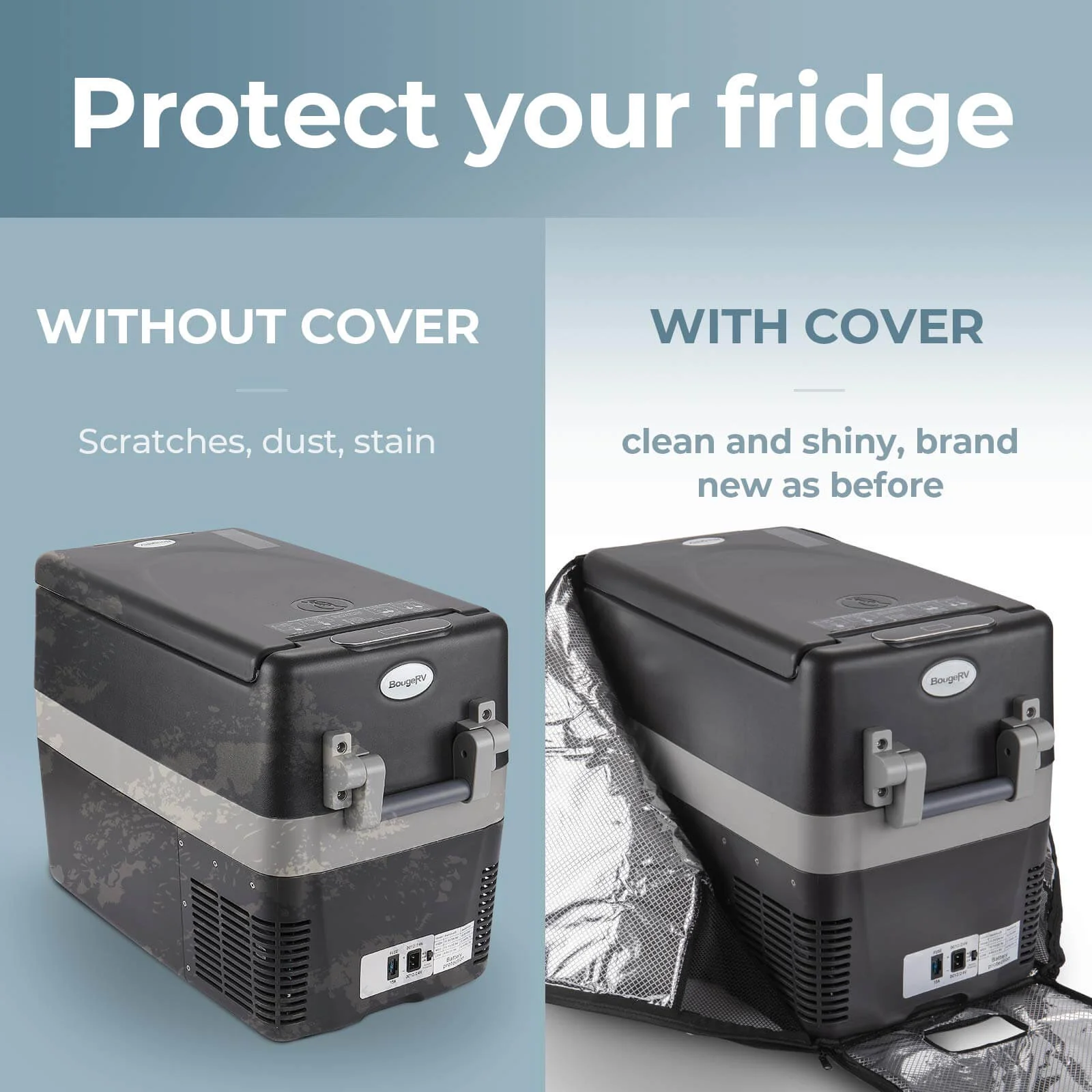 BougeRV 12V 42 Quart (40L) Portable Car Refrigerator Cover - Image 3