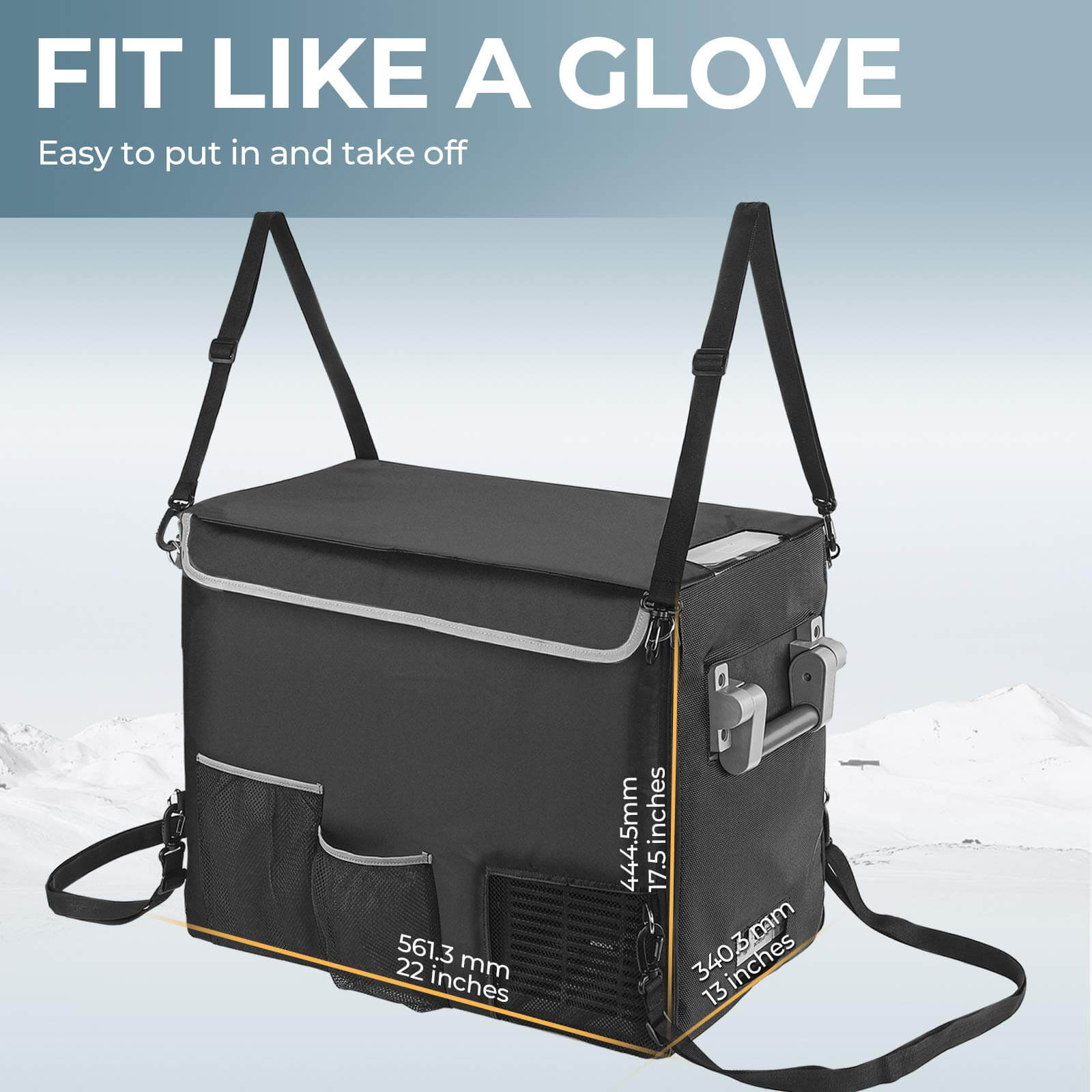 BougeRV 12V 42 Quart (40L) Portable Car Refrigerator Cover - Image 5