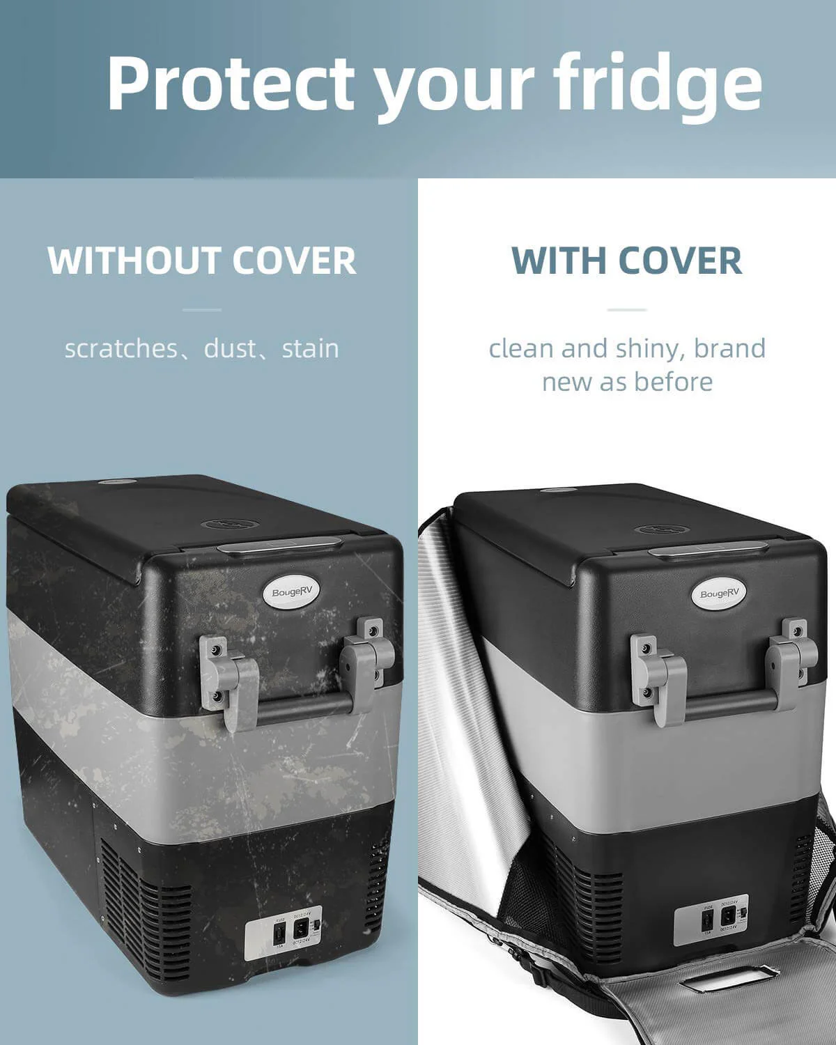 BougeRV 12V 53 Quart (50L) Portable Car Refrigerator Cover - Image 2
