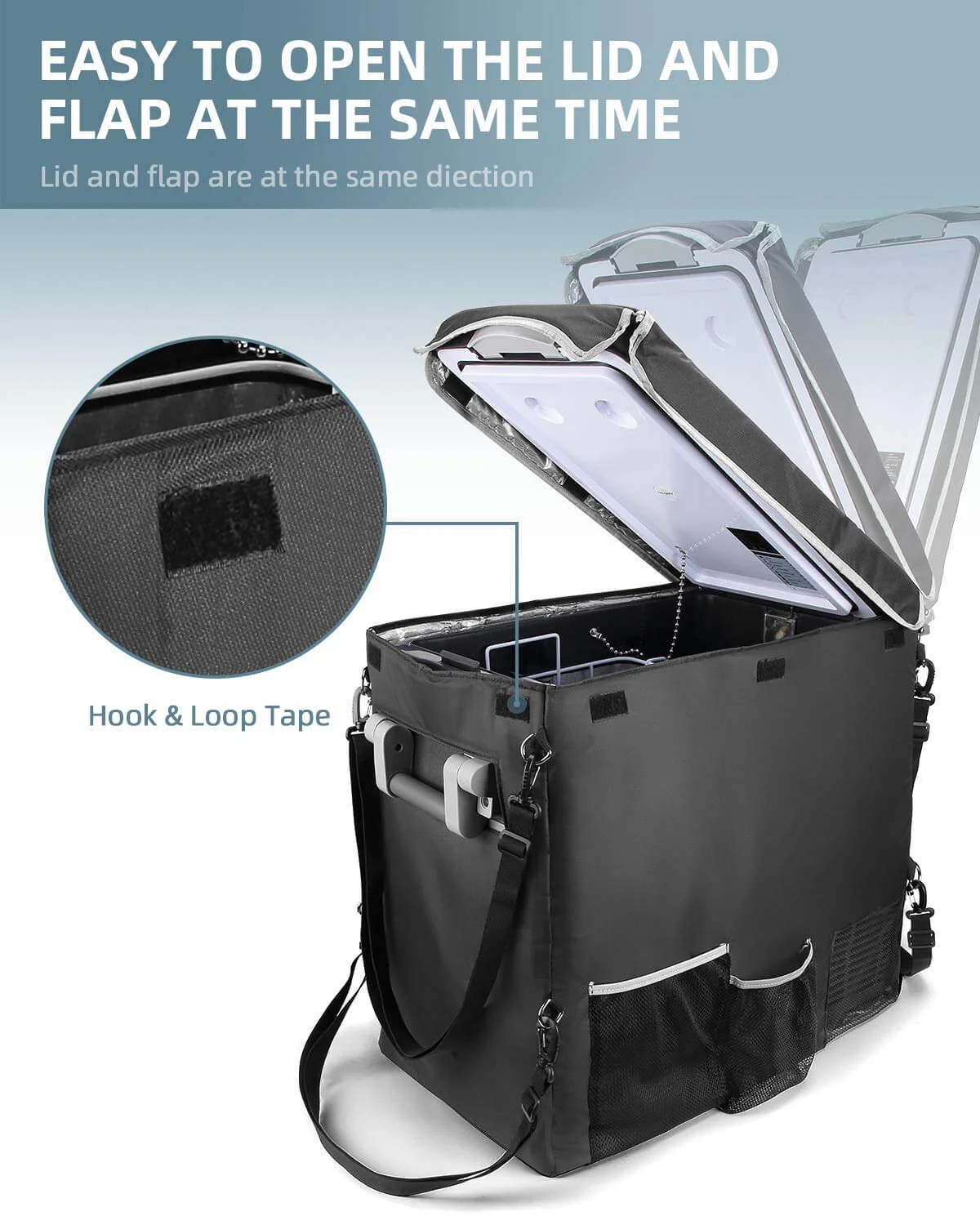 BougeRV 12V 53 Quart (50L) Portable Car Refrigerator Cover - Image 3