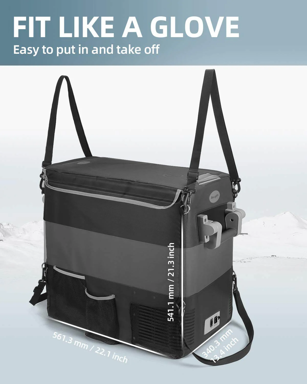 BougeRV 12V 53 Quart (50L) Portable Car Refrigerator Cover - Image 7