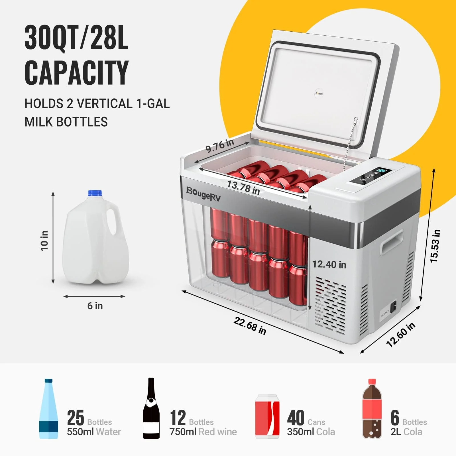 BougeRV 12V 30 Quart (28L) Portable Fridge White Kit - Image 4