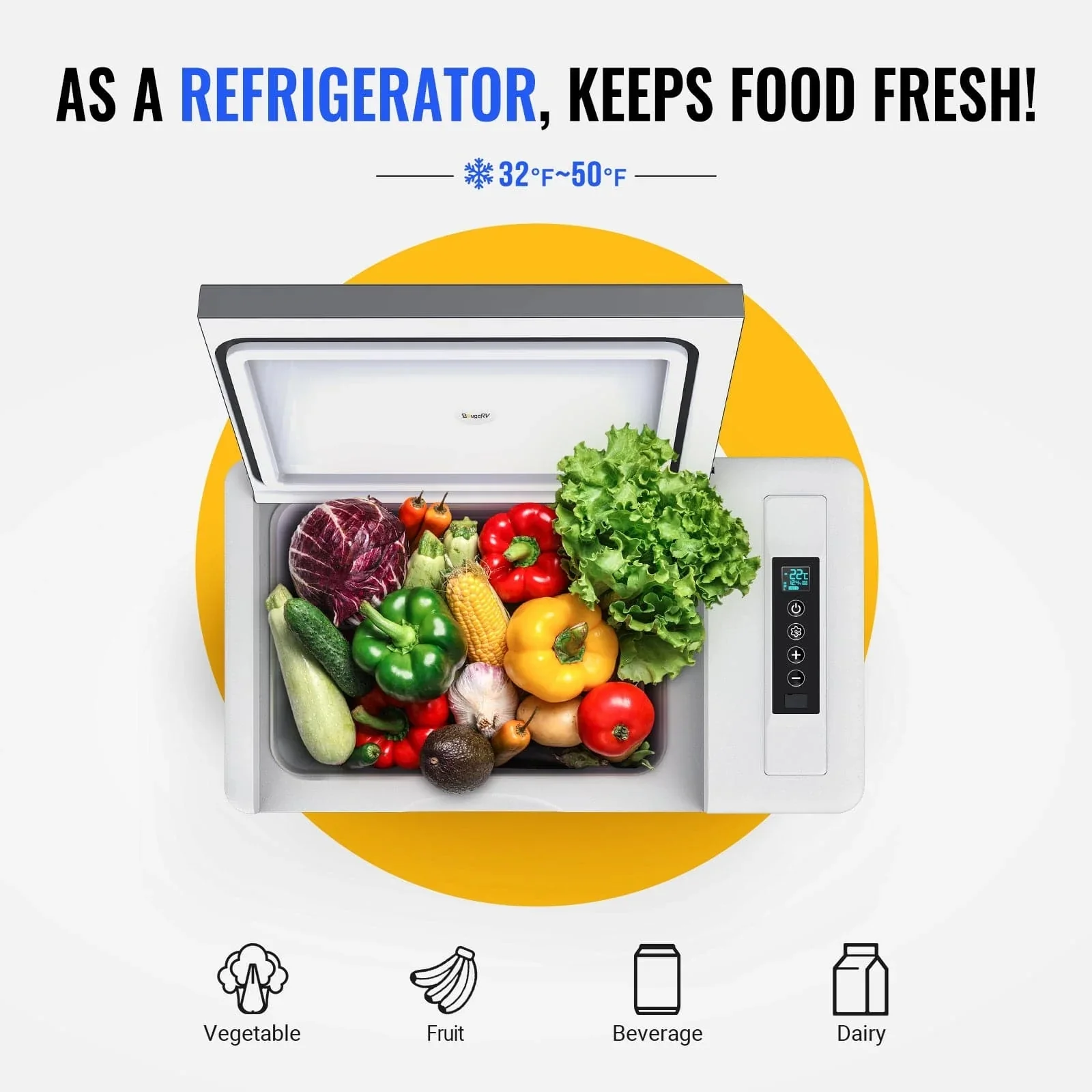 BougeRV 12V 30 Quart (28L) Portable Fridge White Kit - Image 5