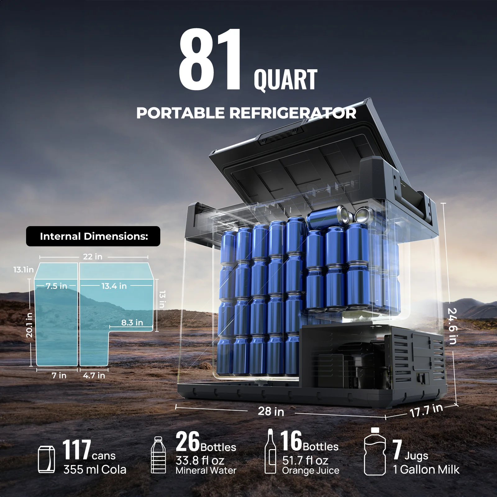 BougeRV Rocky V2.0 81QT Dual Zone 12V Portable Fridge - Image 4