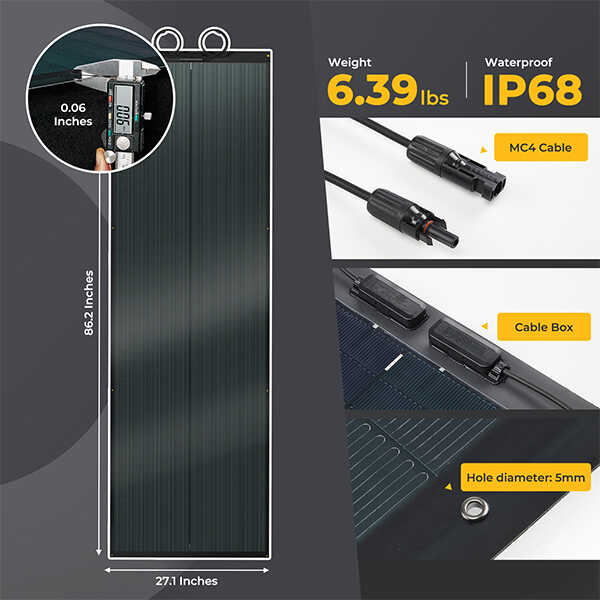 BougeRV Yuma 800W (200W*4pcs) CIGS Thin-film Flexible Solar Panel with Holes - Image 10