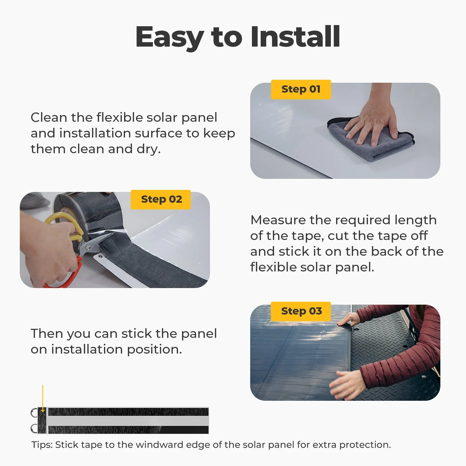 BougeRV Flexible Solar Panel Waterproof Butyl Rubber Tape - Image 4