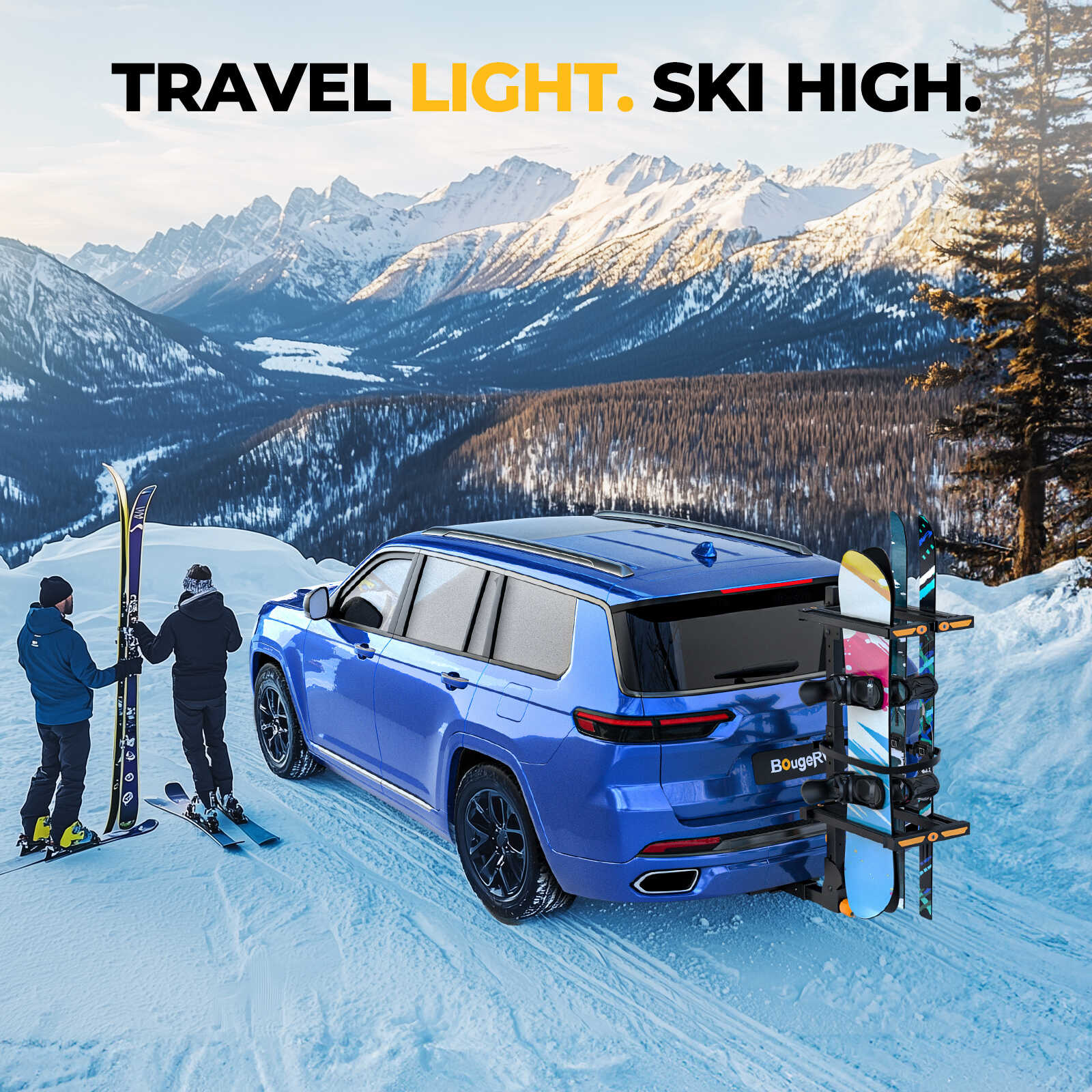 BougeRV Hitch Ski Snowboard Rack with Security Lock - Image 10
