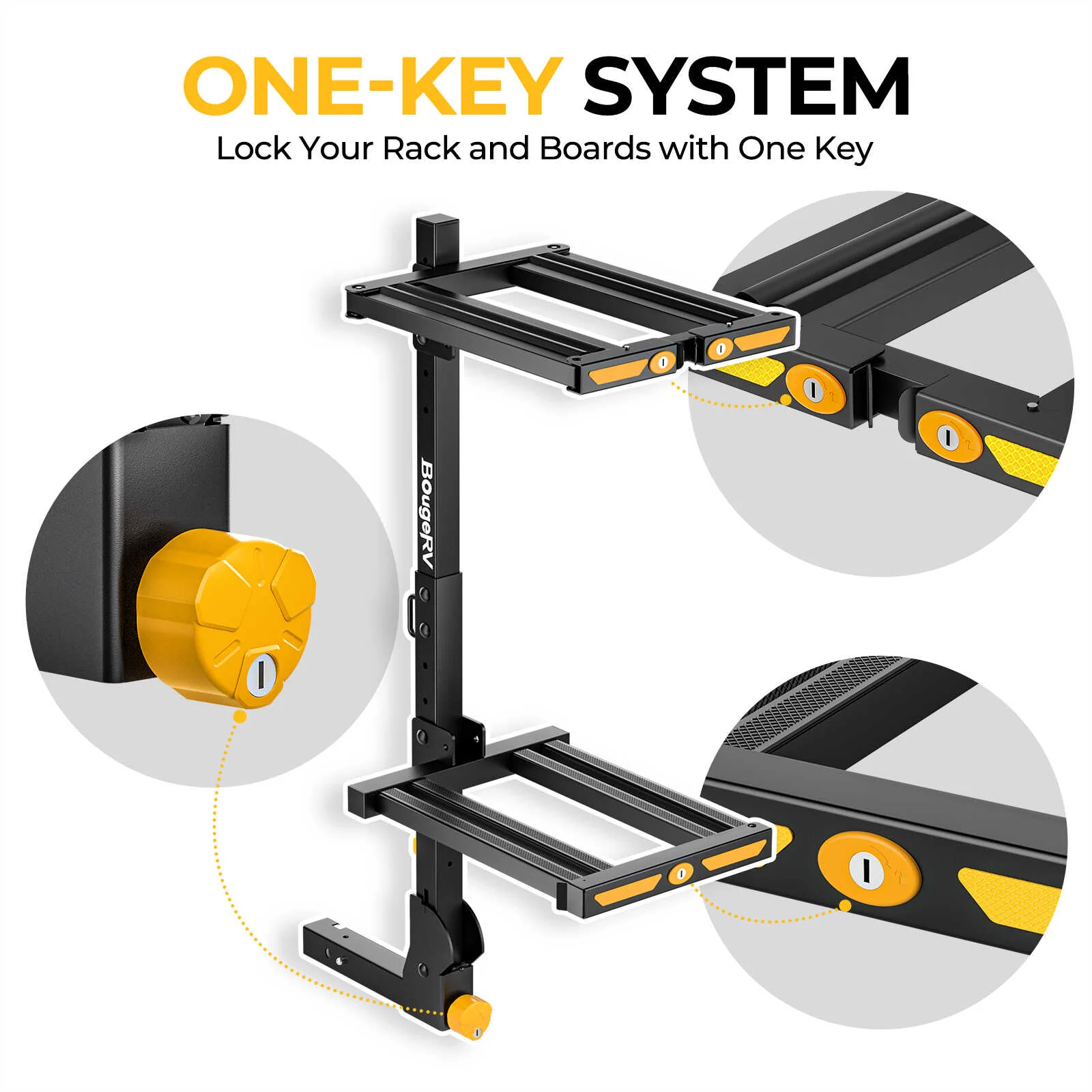BougeRV Hitch Ski Snowboard Rack with Security Lock - Image 3