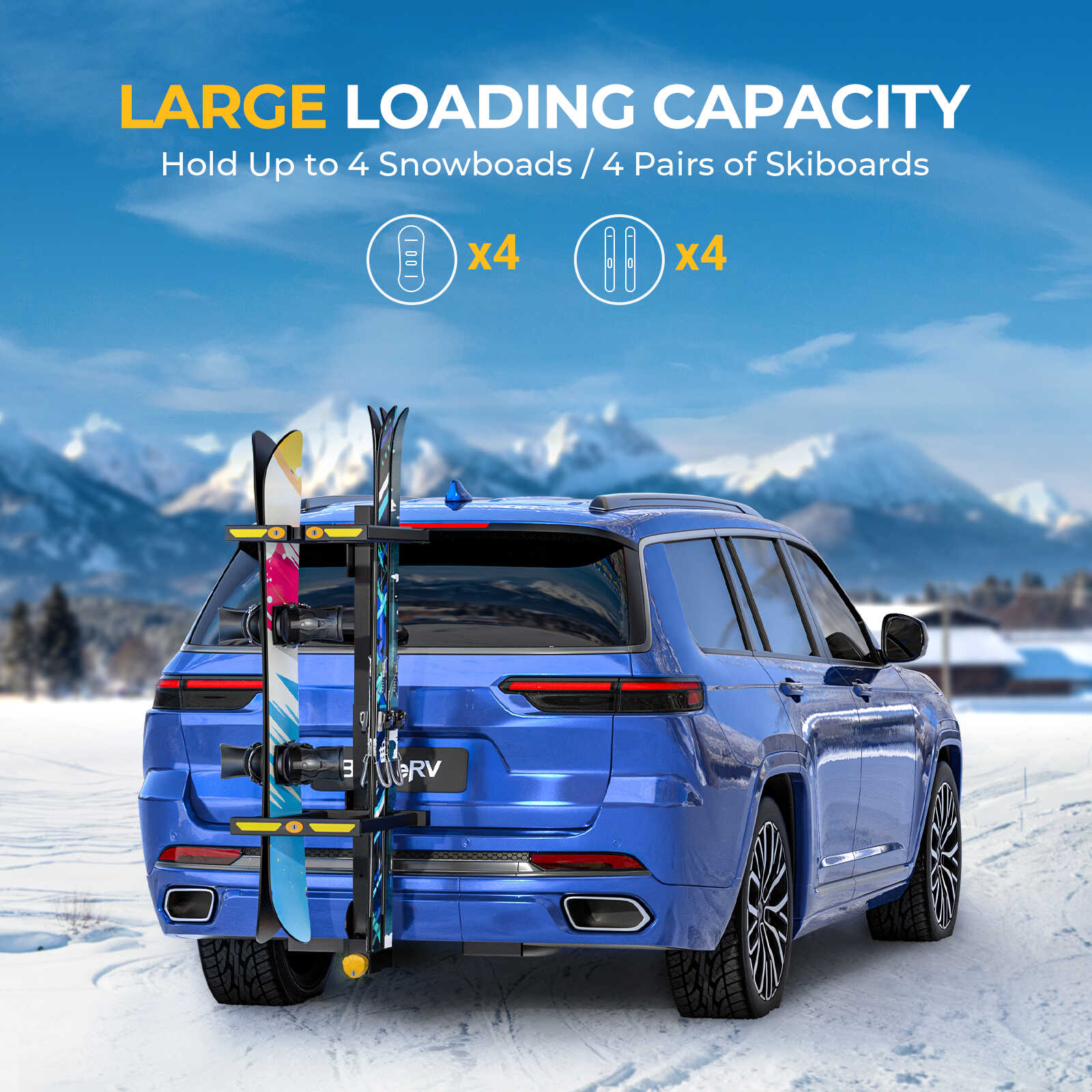 BougeRV Hitch Ski Snowboard Rack with Security Lock - Image 8