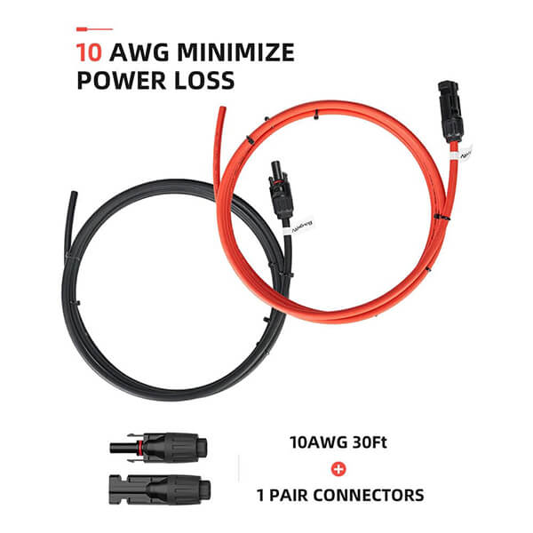 Solar Extension Cable with Extra Free Connectors(xx FT Red+xx FT Black) - Image 3