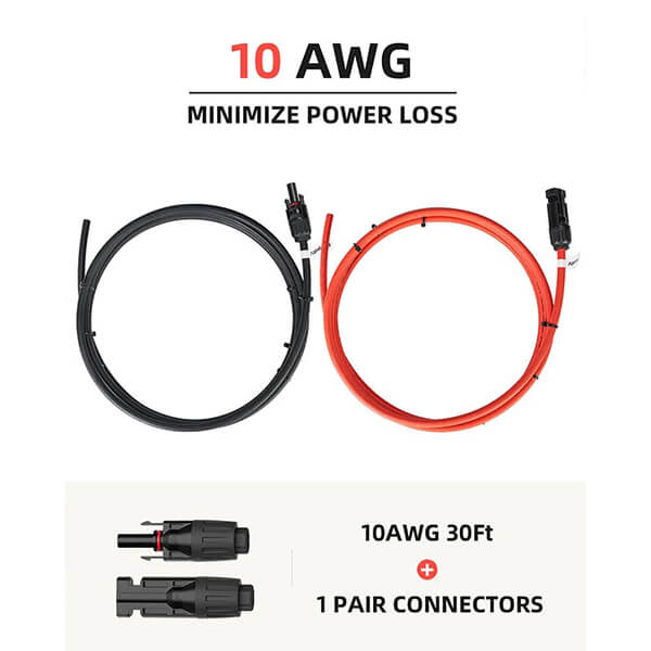 Solar Extension Cable with Extra Free Connectors(xx FT Red+xx FT Black) - Image 7