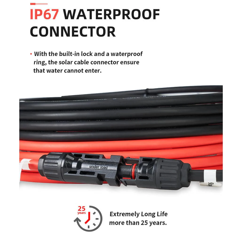 Solar Extension Cable with Extra Free Connectors(xx FT Red+xx FT Black) - Image 9