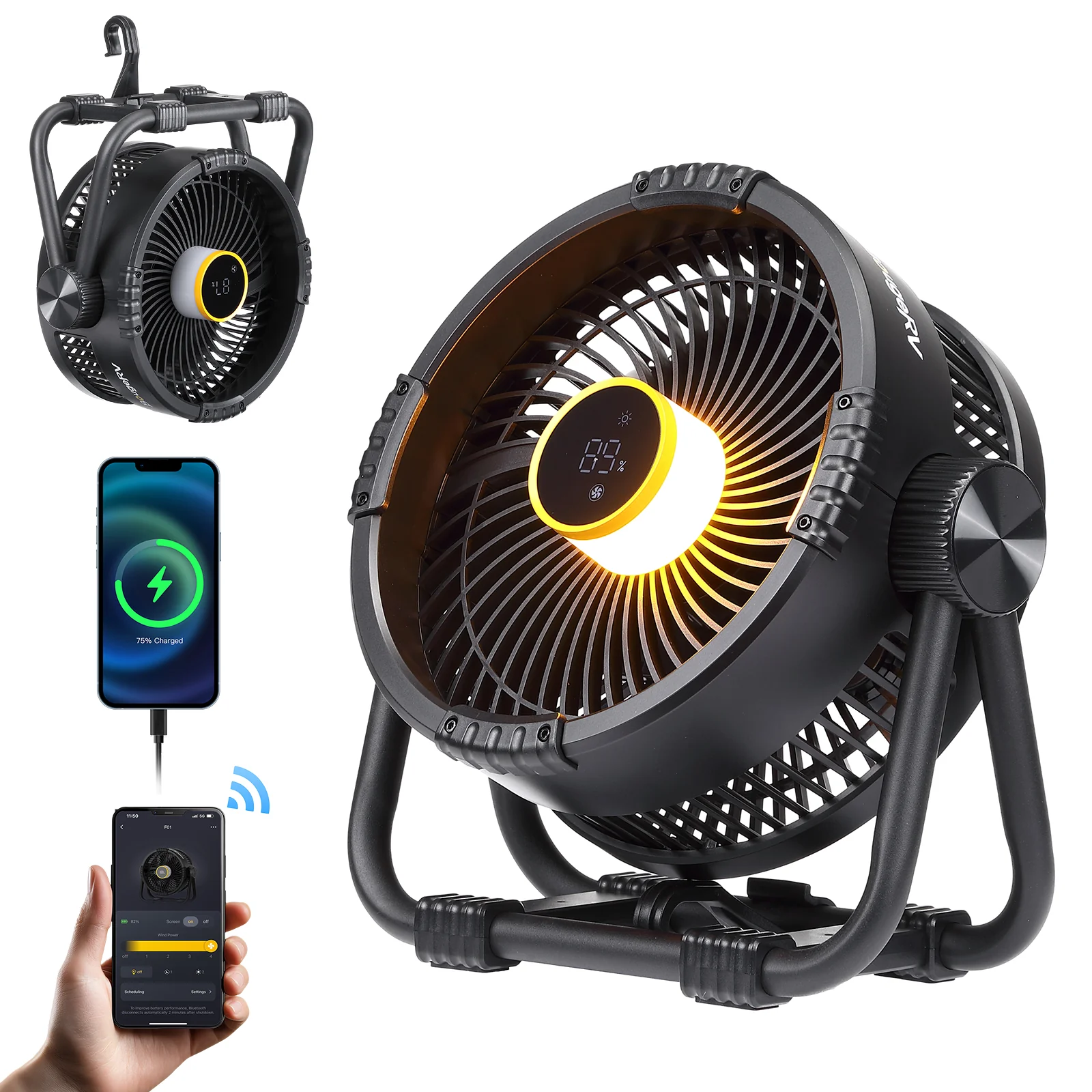 BougeRV F01 Portable 20,000mAh Cordless Battery Outdoor Fan - Image 4